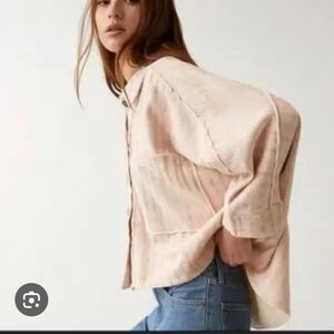 We The Free Beige Shirt Jacket - Medium